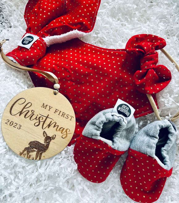 Rudolph Red First Christmas Baby Girl Bundle