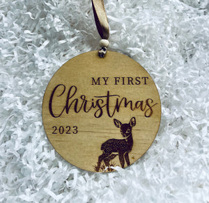 Bibbidi Bub My First Christmas Wooden Reindeer Ornament