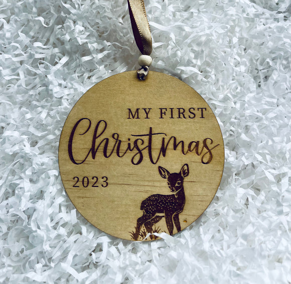 Bibbidi Bub My First Christmas Wooden Reindeer Ornament