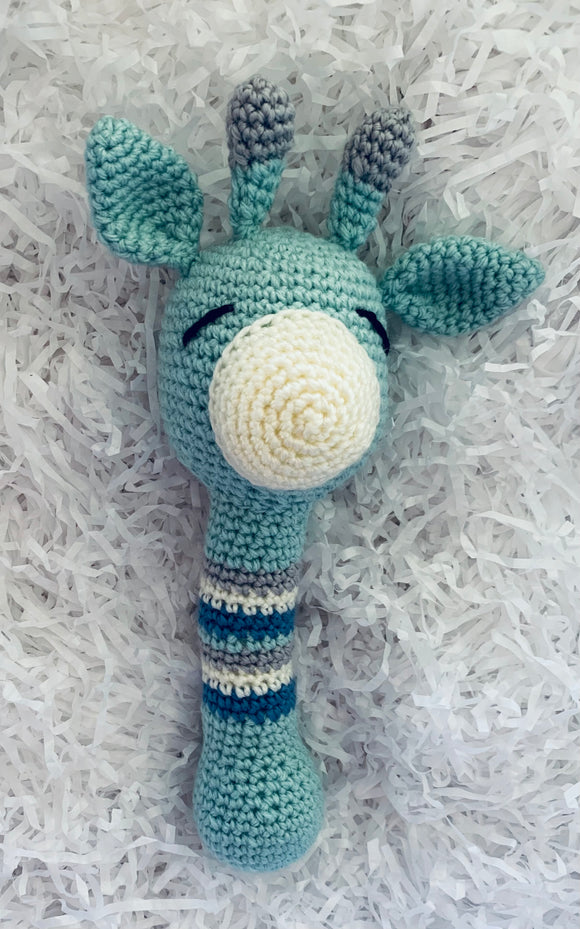 Large Marci Hook Blue Giraffe Rattle