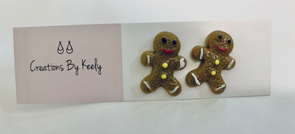 Creations by Keely Christmas Gingerbread Men Stud Earrings