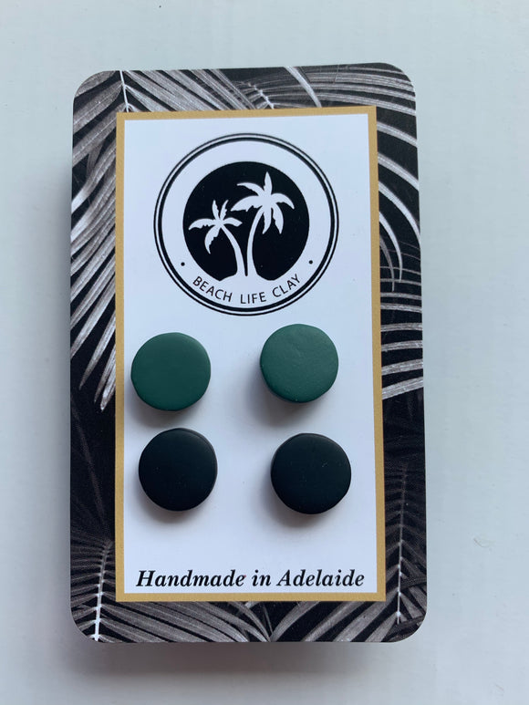 Bottle Green and Black Double Studs Pack