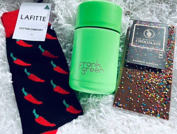 Neon Green Chilli’s Drink Bottle and Socks Hamper