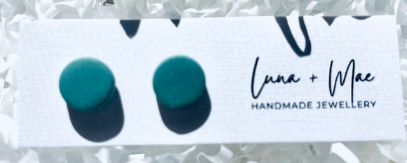 Luna + Mae Teal Polymer Clay Mini Stud Single
