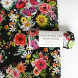 Chuckles & Caz Watercolour Flower Muslin Swaddle