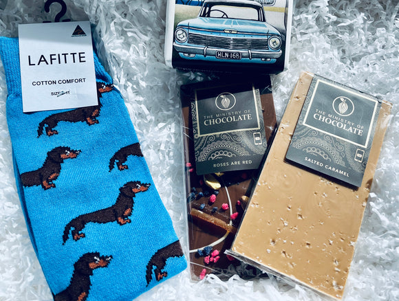 Dogs Socks and Choc Hamper