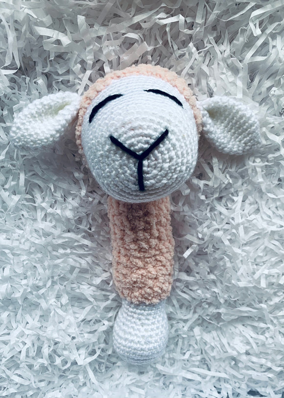 Large Marci Hook Pink Lamb Rattle