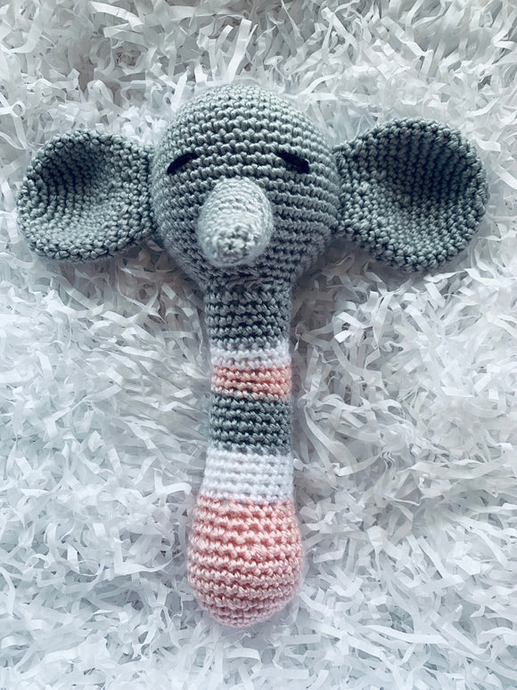 Large Marci Hook Pink Elephant Rattle