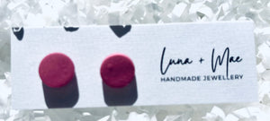 Luna + Mae Red Wine Polymer Clay Mini Stud Single