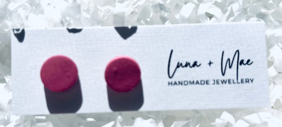 Luna + Mae Red Wine Polymer Clay Mini Stud Single