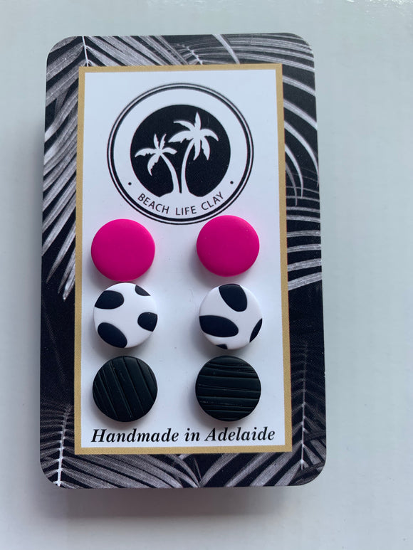 Pink, Spots and Black Triple Stud Pack