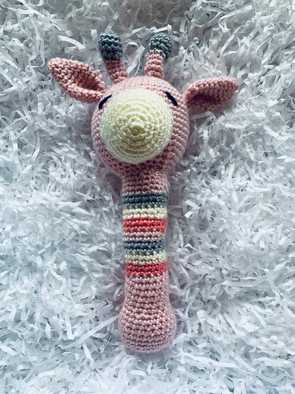 Large Marci Hook Pink Giraffe Rattle