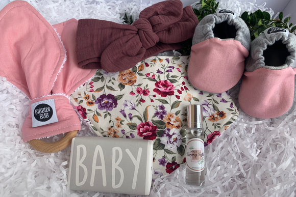 Pink Floral Garden Bow Baby Bundle